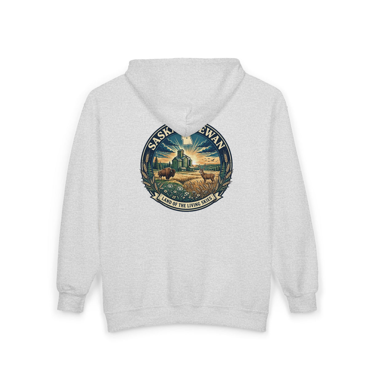 Saskatchewan Vintage Shield Hoodie — Land of the Living Skies