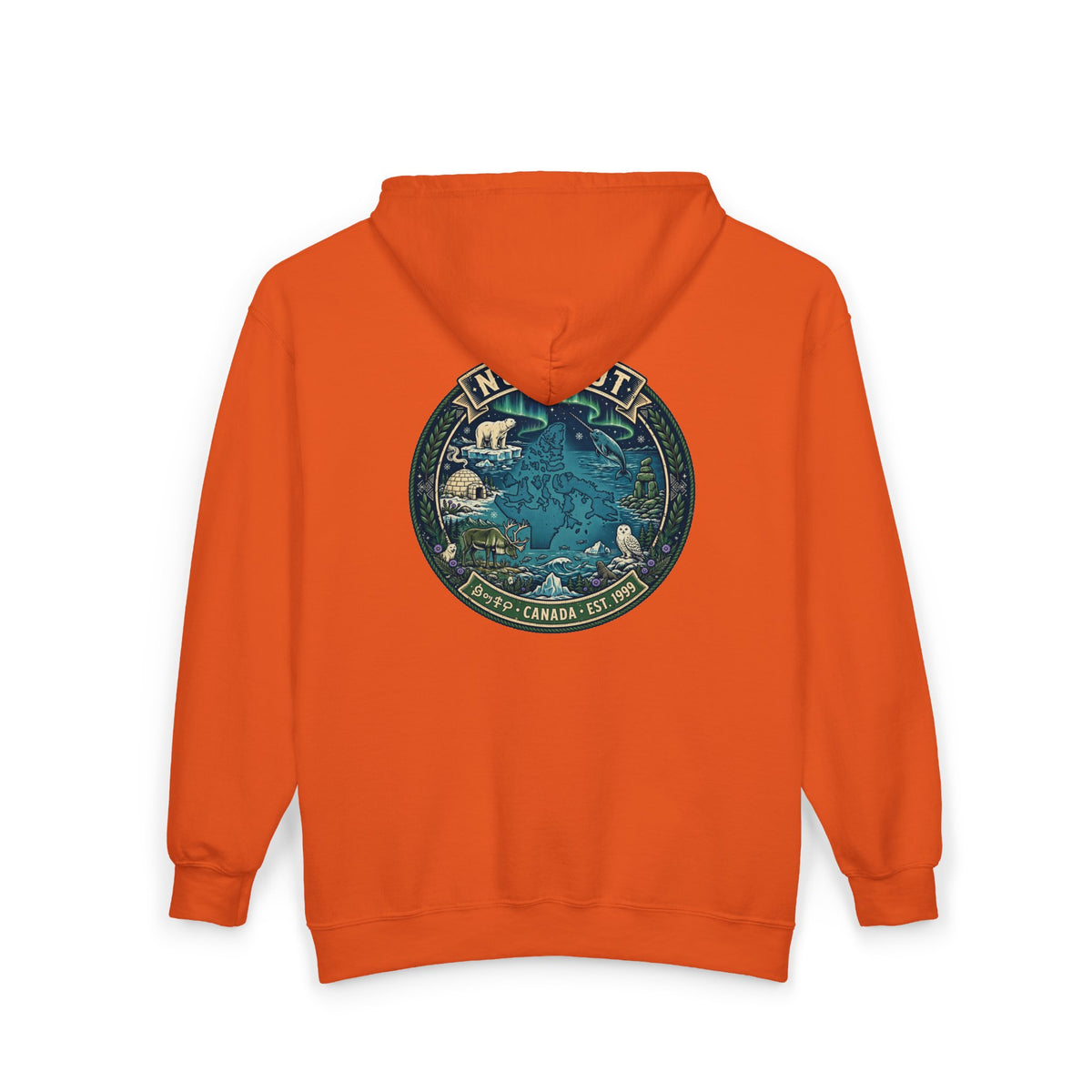Nunavut Patch Hoodie — Arctic Wildlife and Map Graphic Hoodie