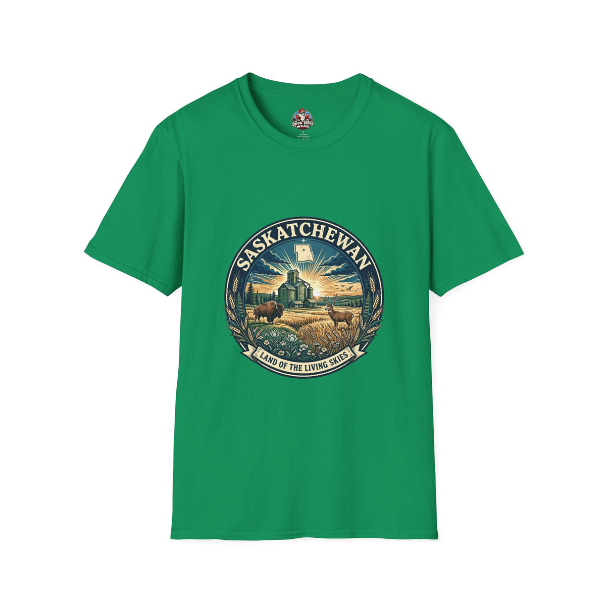 Saskatchewan Vintage Shield T-Shirt — Land of the Living Skies Graphic Tee