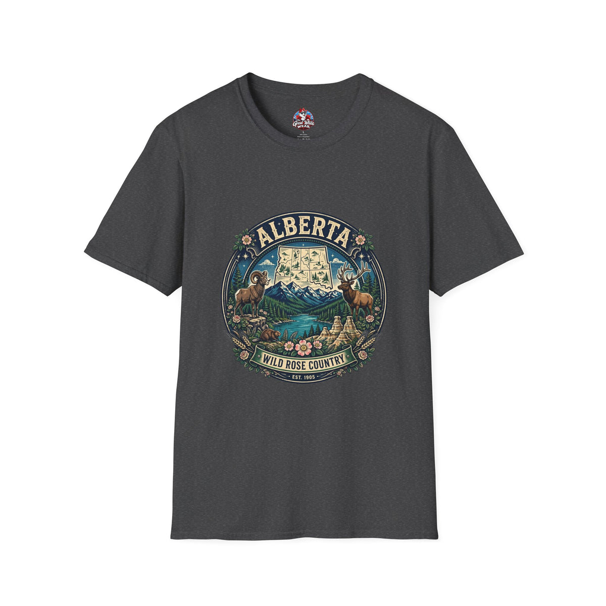 Alberta Vintage Nature T-Shirt — Wild Rose Country Scenic Tee
