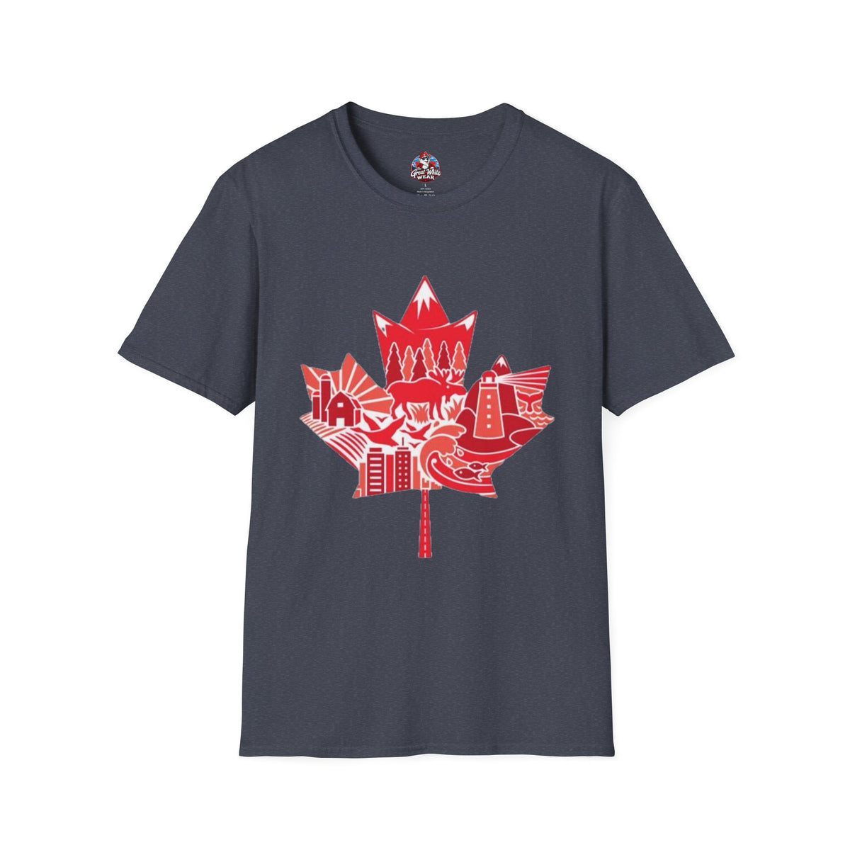 Canada Maple Leaf Skyline T-Shirt — Red Canadian Landmark Graphic Tee