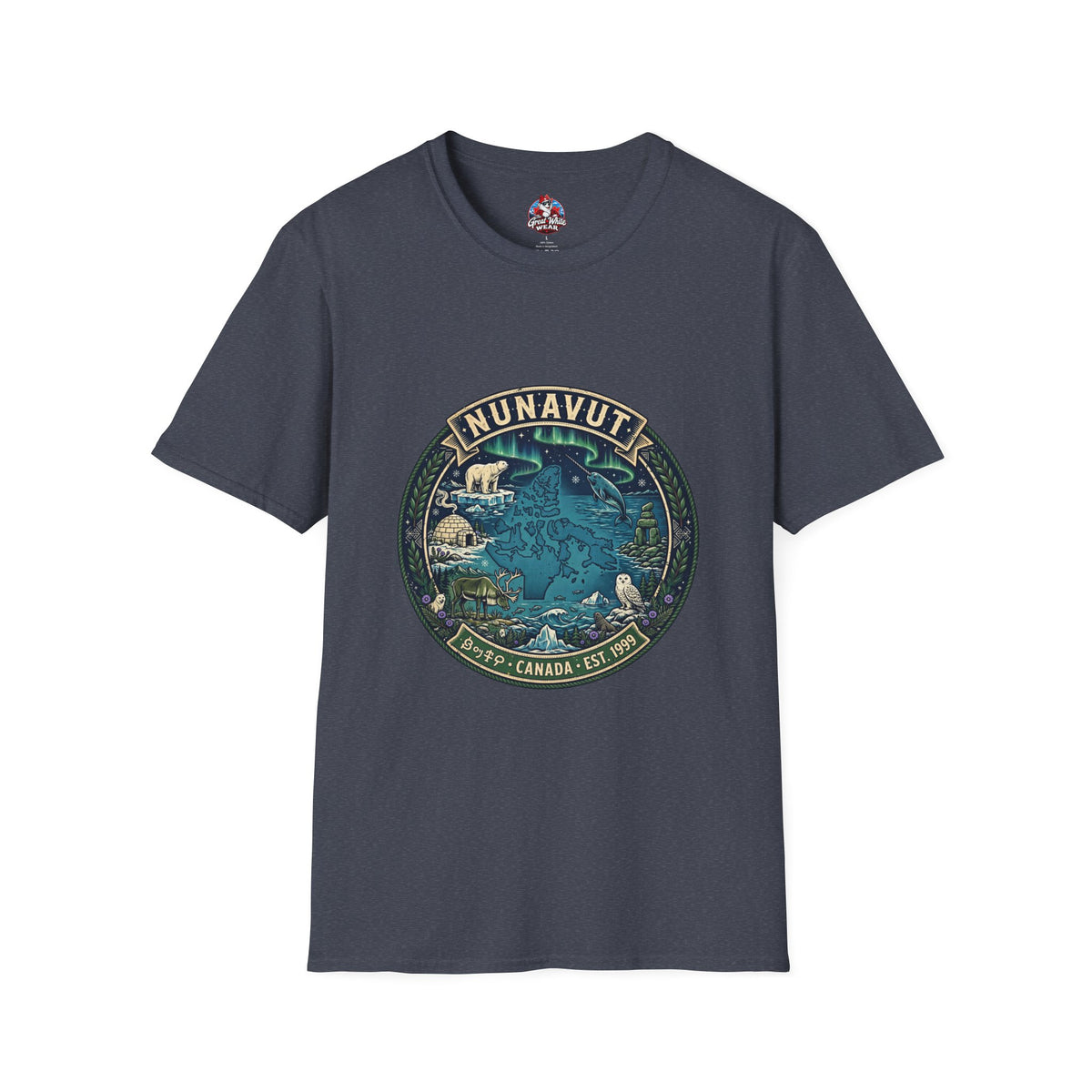 Nunavut Patch T-Shirt — Arctic Wildlife and Map Graphic Tee