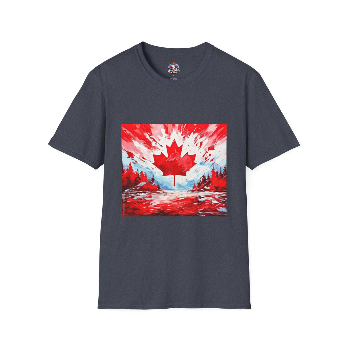 Mens Canadian Maple Leaf T-Shirt — Abstract Red & White Canada Flag Design