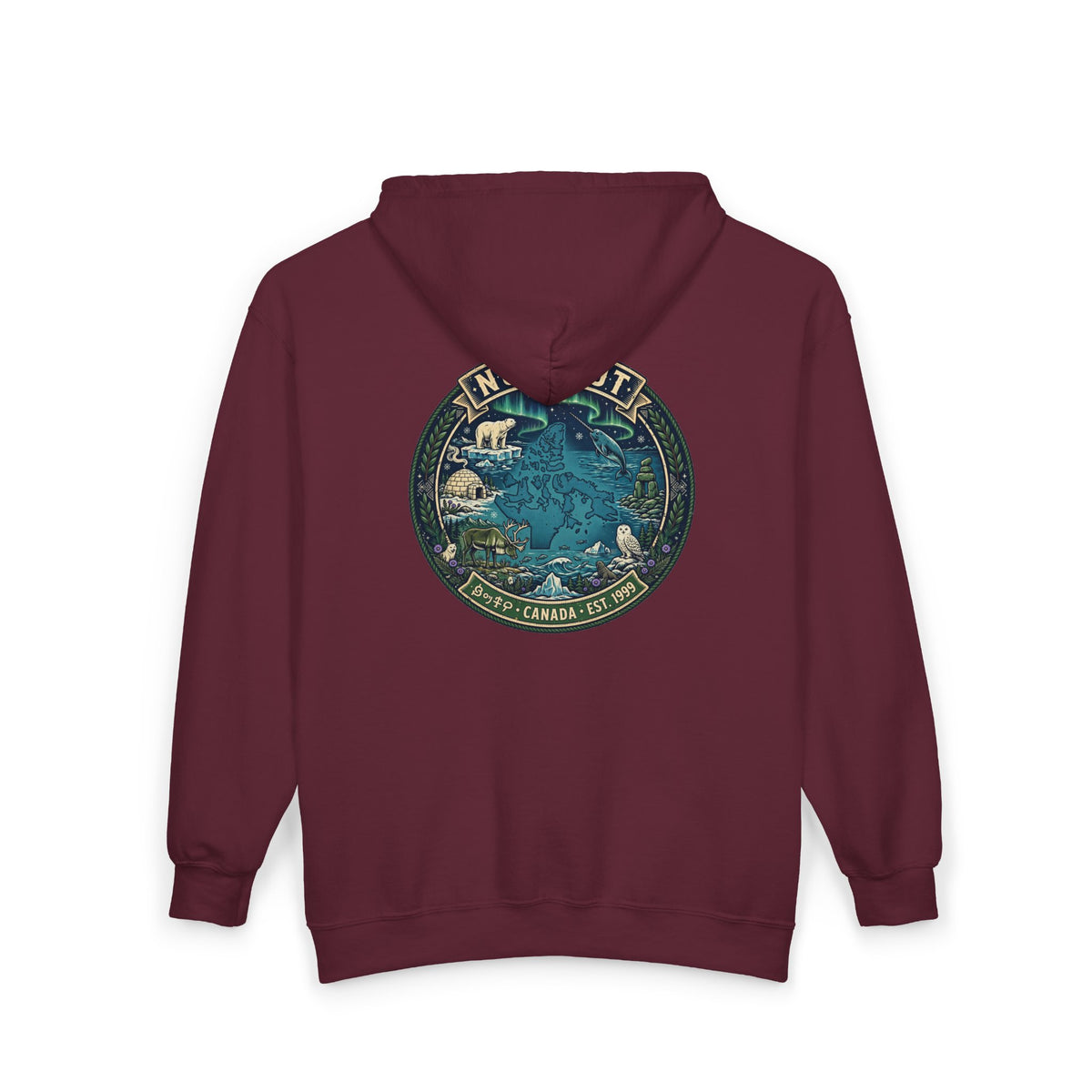 Nunavut Patch Hoodie — Arctic Wildlife and Map Graphic Hoodie