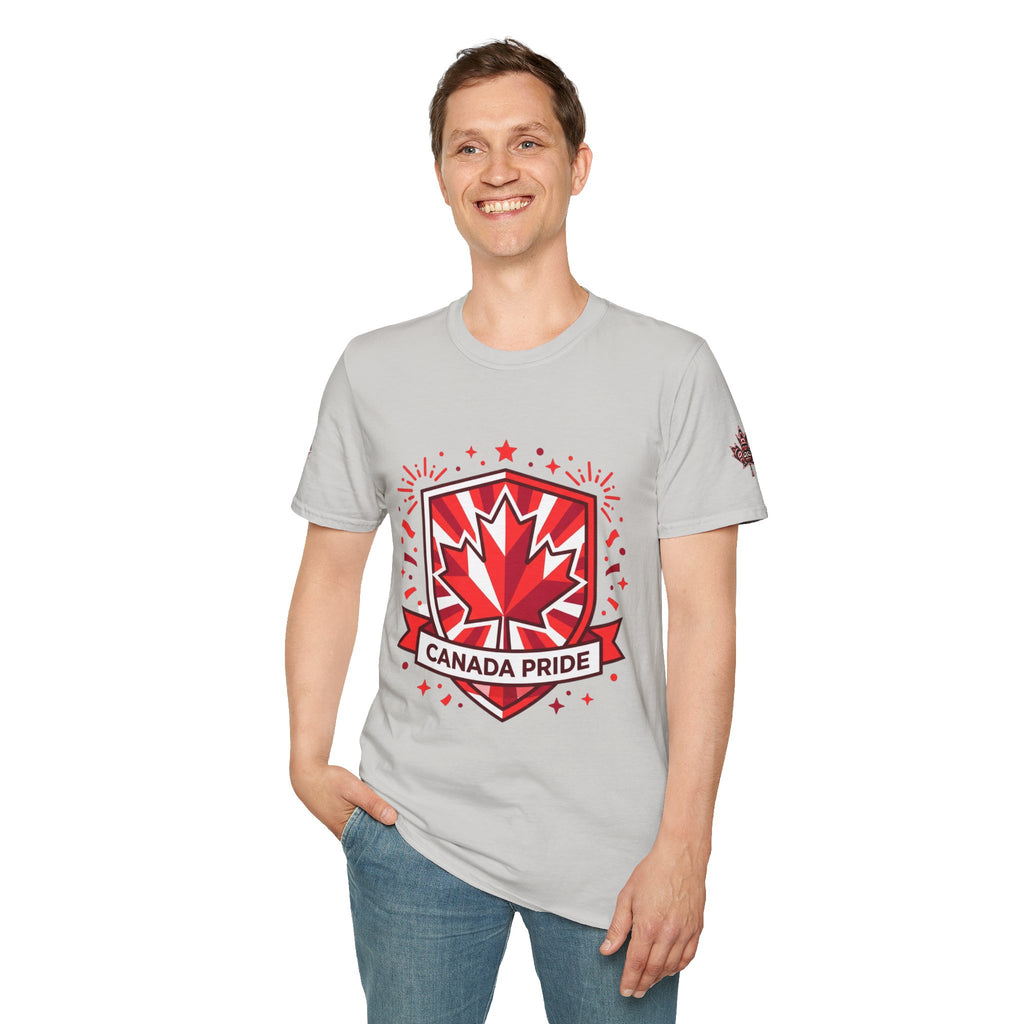 Mens Canada Pride T-Shirt — Red Maple Shield Design