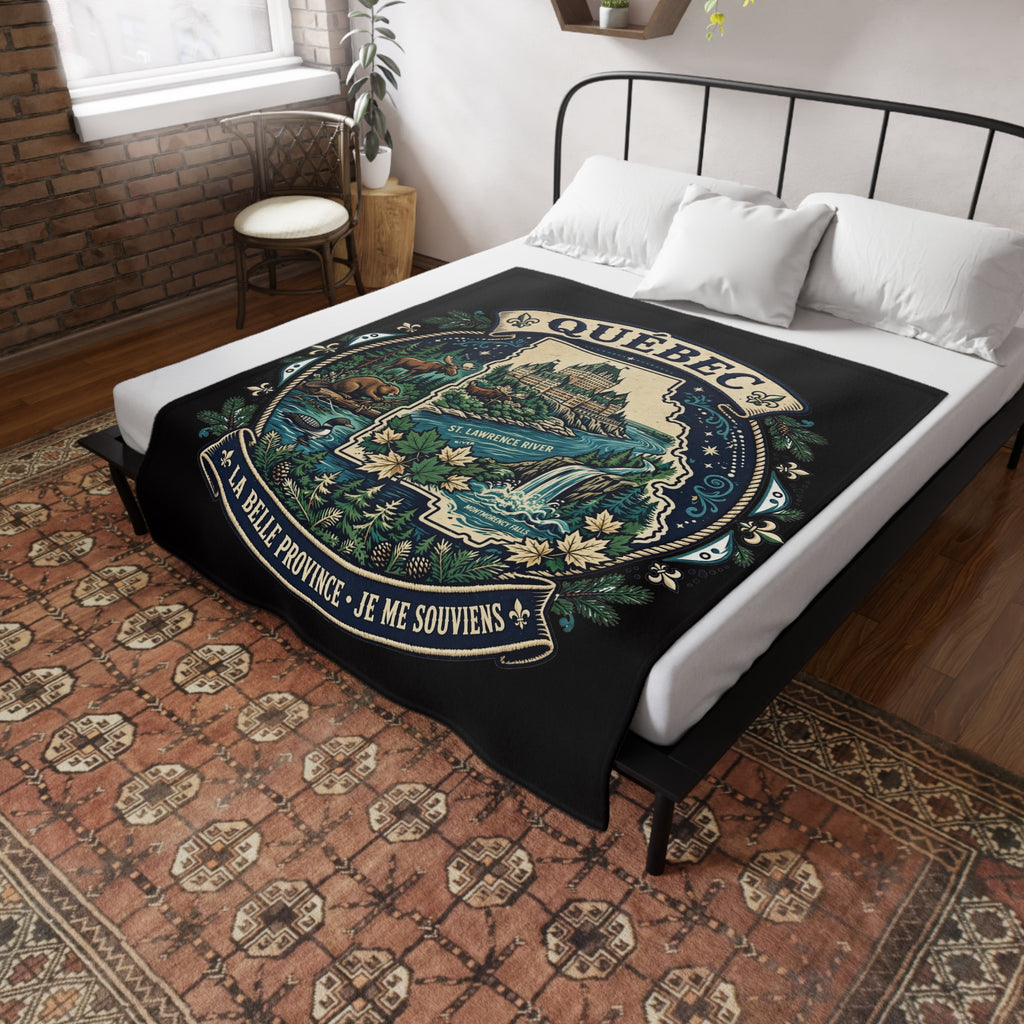 Québec Scenic Plush Fleece Blanket — La Belle Province, Je Me Souviens