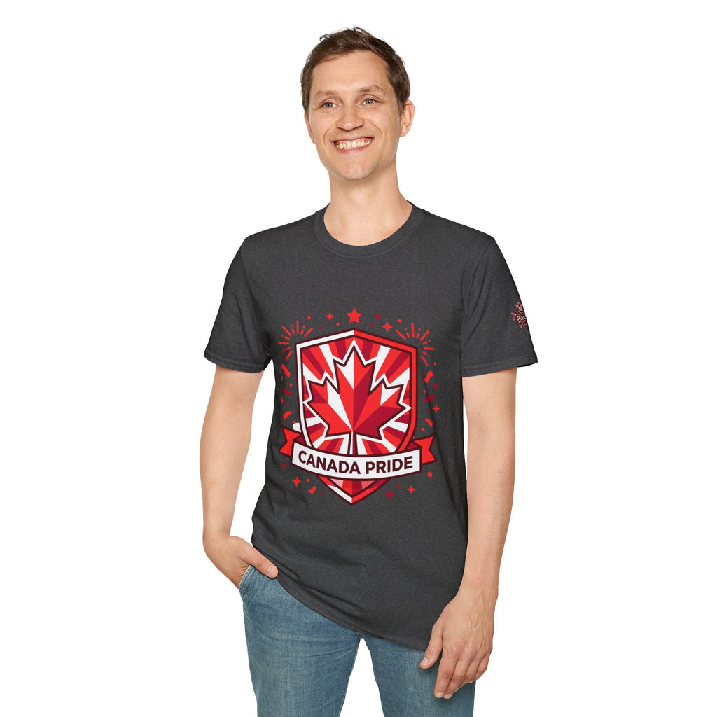 Mens Canada Pride T-Shirt — Red Maple Shield Design
