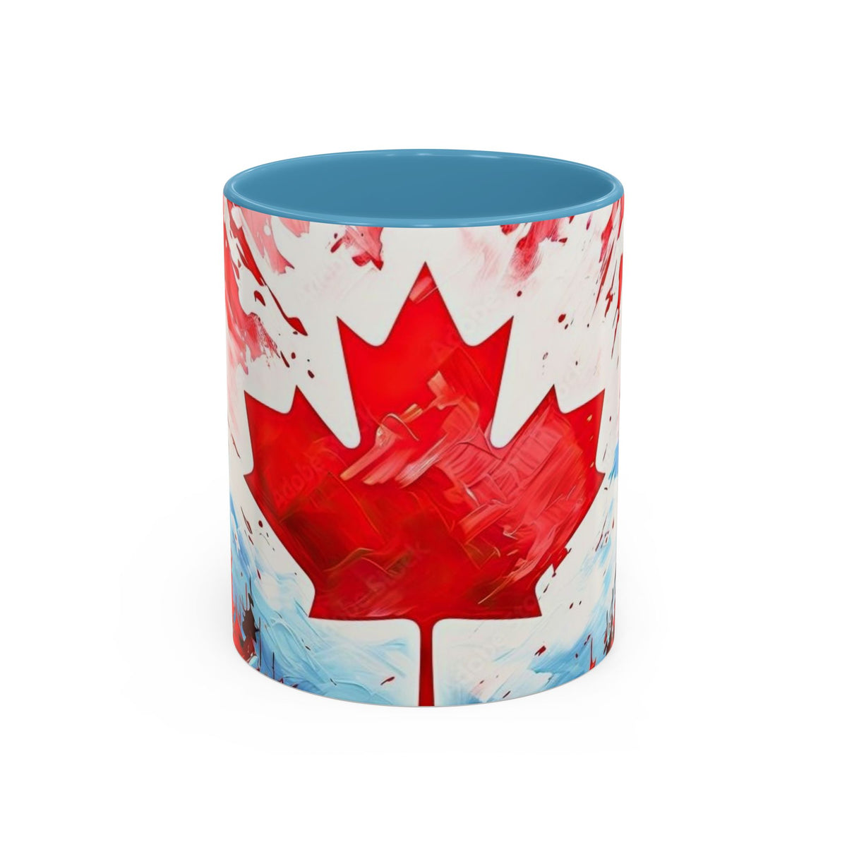 Canadian Maple Leaf Coffee Mug — Red Watercolor Canada Flag Accent Mug (11/15 oz)
