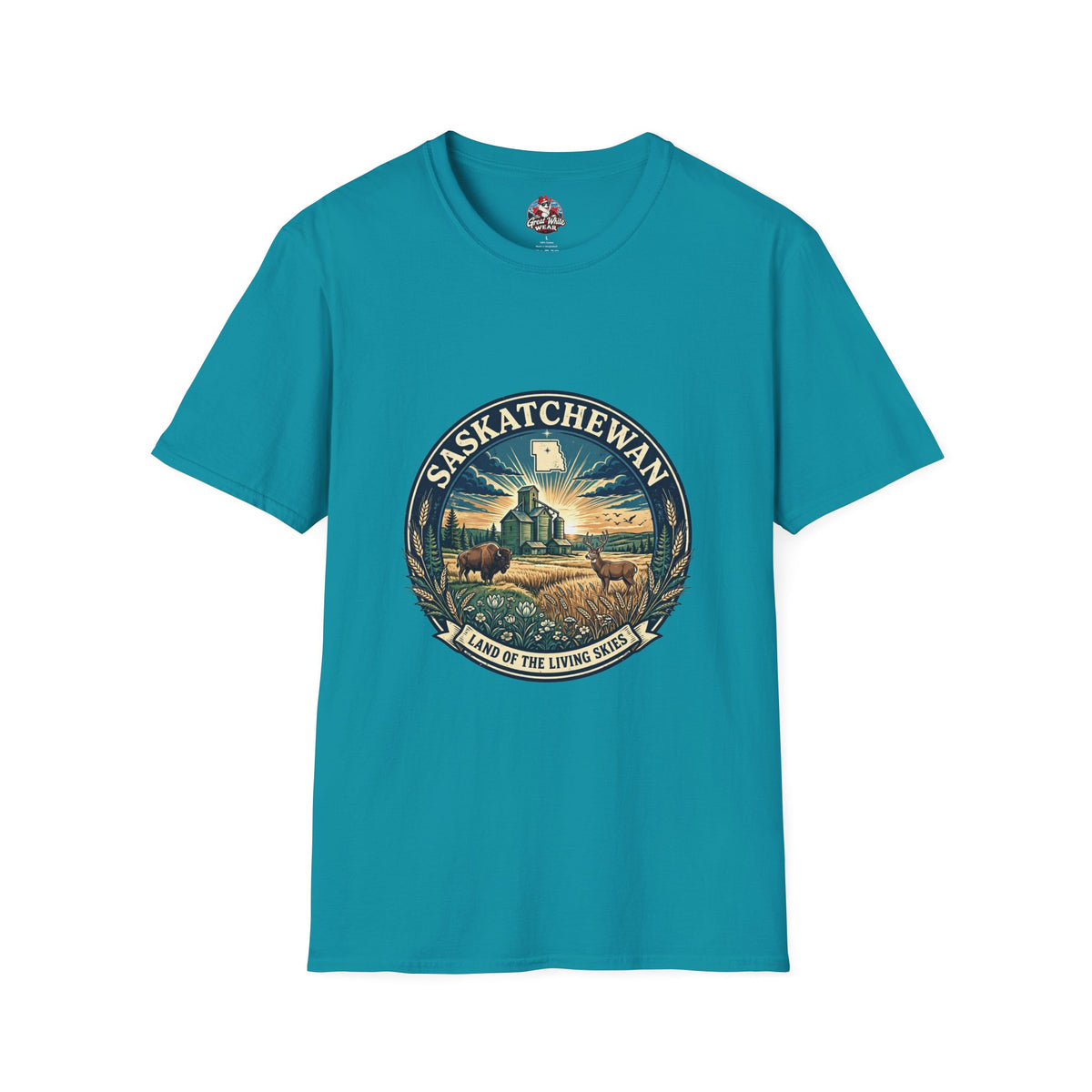 Saskatchewan Vintage Shield T-Shirt — Land of the Living Skies Graphic Tee