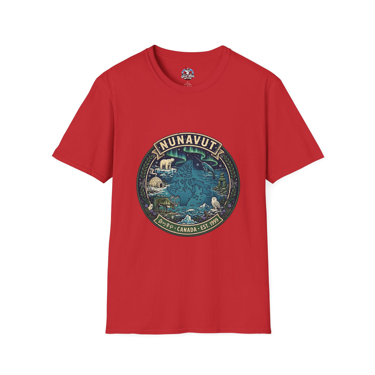 Nunavut Patch T-Shirt — Arctic Wildlife and Map Graphic Tee