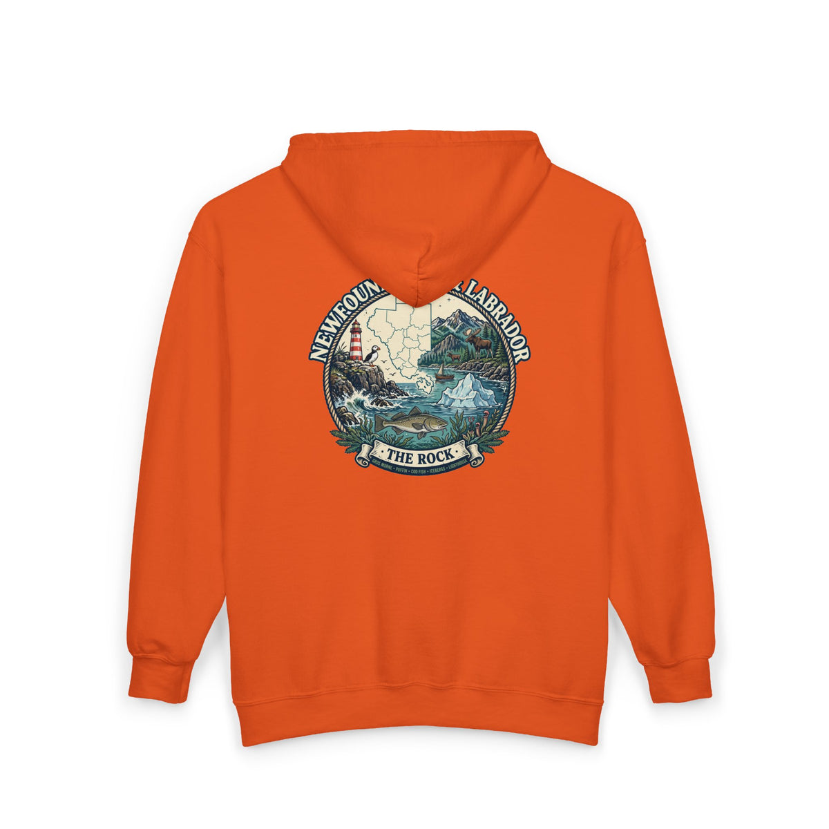 Newfoundland and Labrador 'The Rock' Graphic Hoodie — Coastal Lighthouse Travel Hoodie