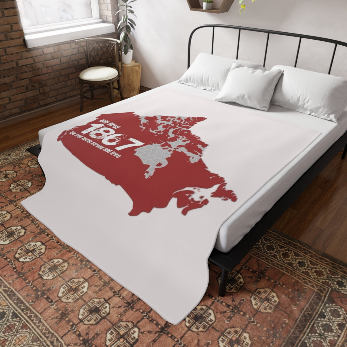 Canada Map Plush Fleece Blanket – 'July First 1867' Confederation Design