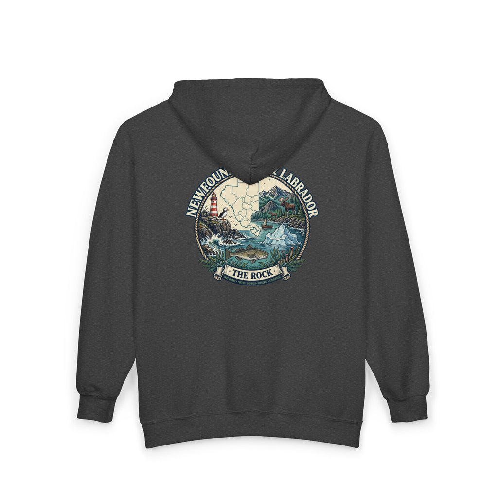 Newfoundland and Labrador 'The Rock' Graphic Hoodie — Coastal Lighthouse Travel Hoodie