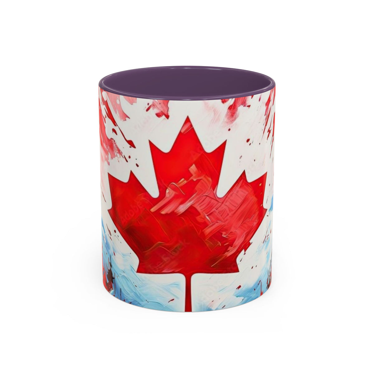 Canadian Maple Leaf Coffee Mug — Red Watercolor Canada Flag Accent Mug (11/15 oz)