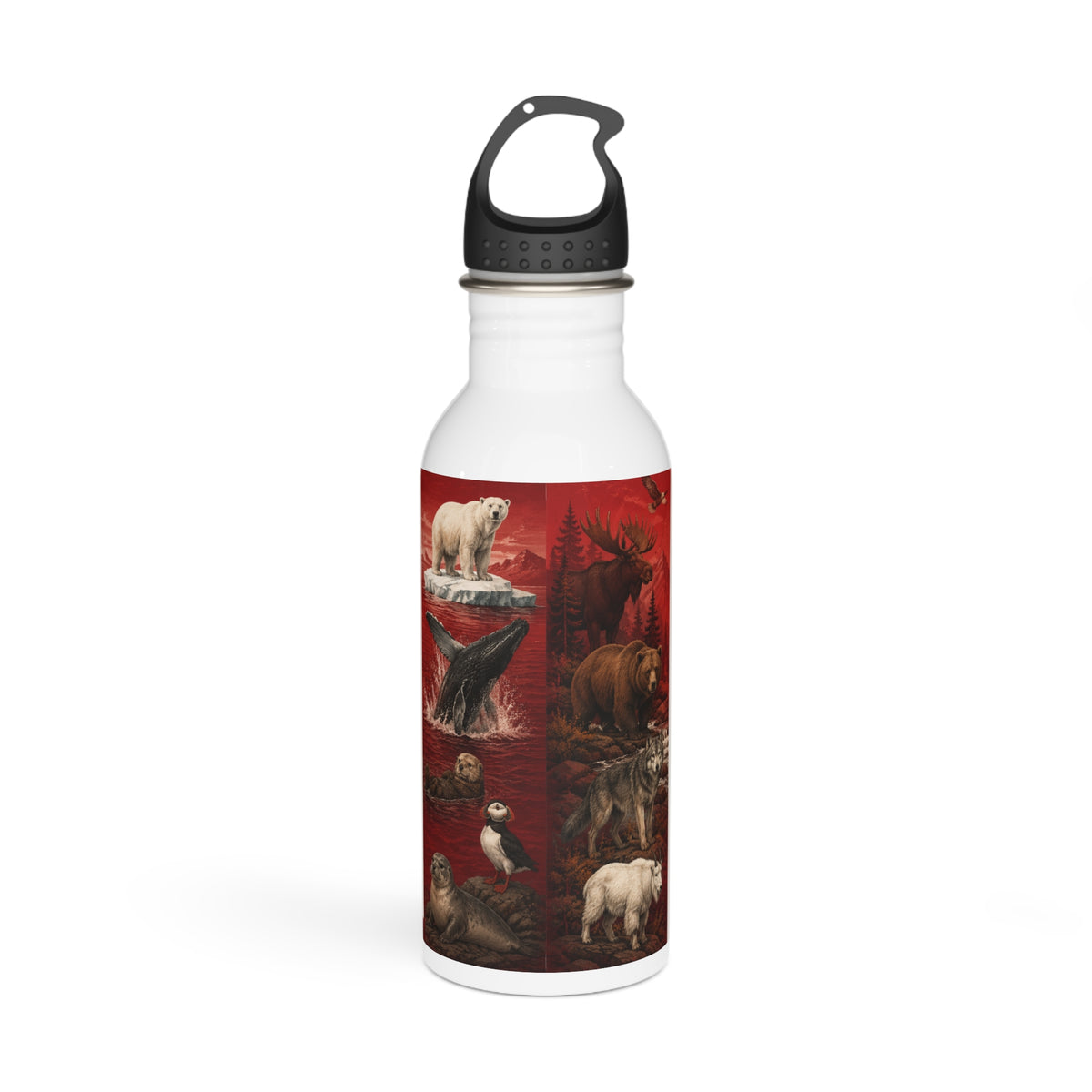 Canadian Maple Leaf Water Bottle — Mountain & Wildlife Stainless Steel Bottle