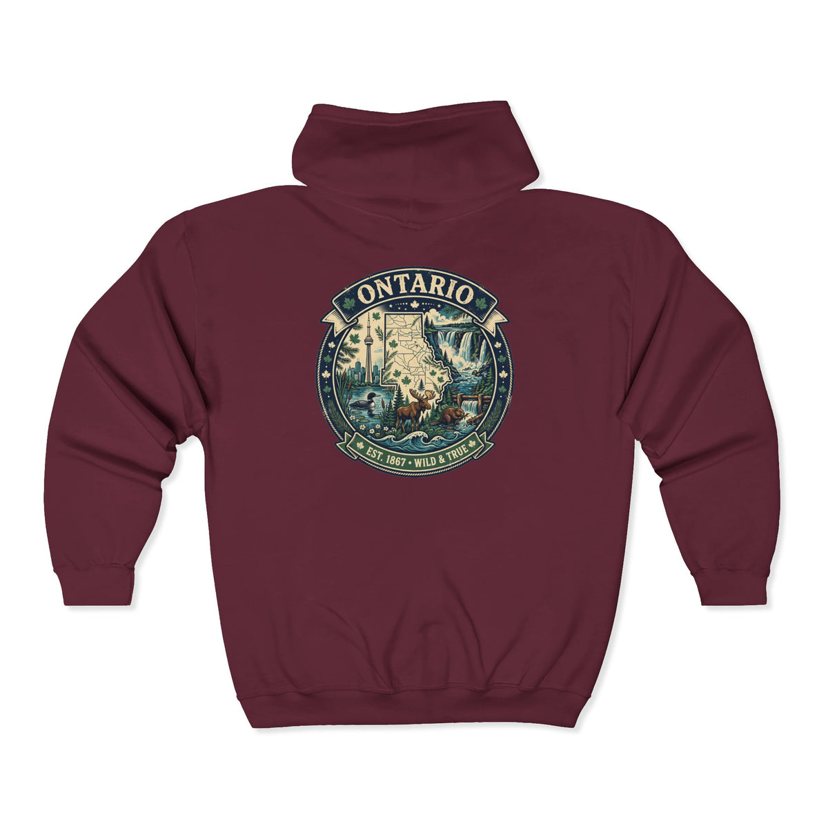 Ontario Vintage Adventure Hoodies — Great Lakes Camping and Wildlife Design