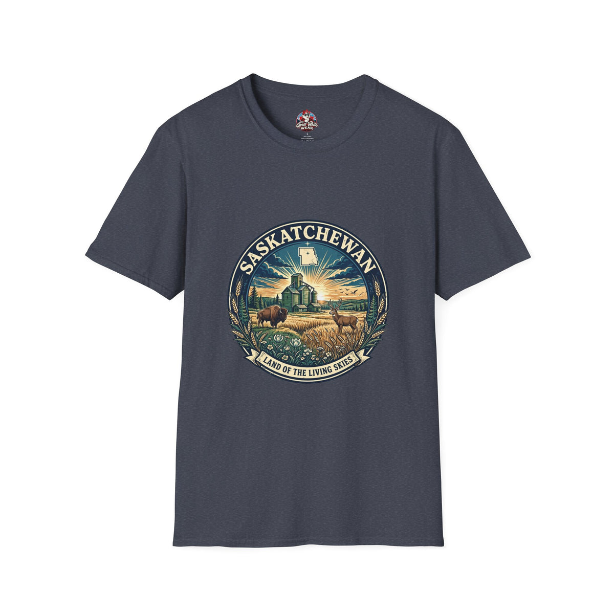 Saskatchewan Vintage Shield T-Shirt — Land of the Living Skies Graphic Tee