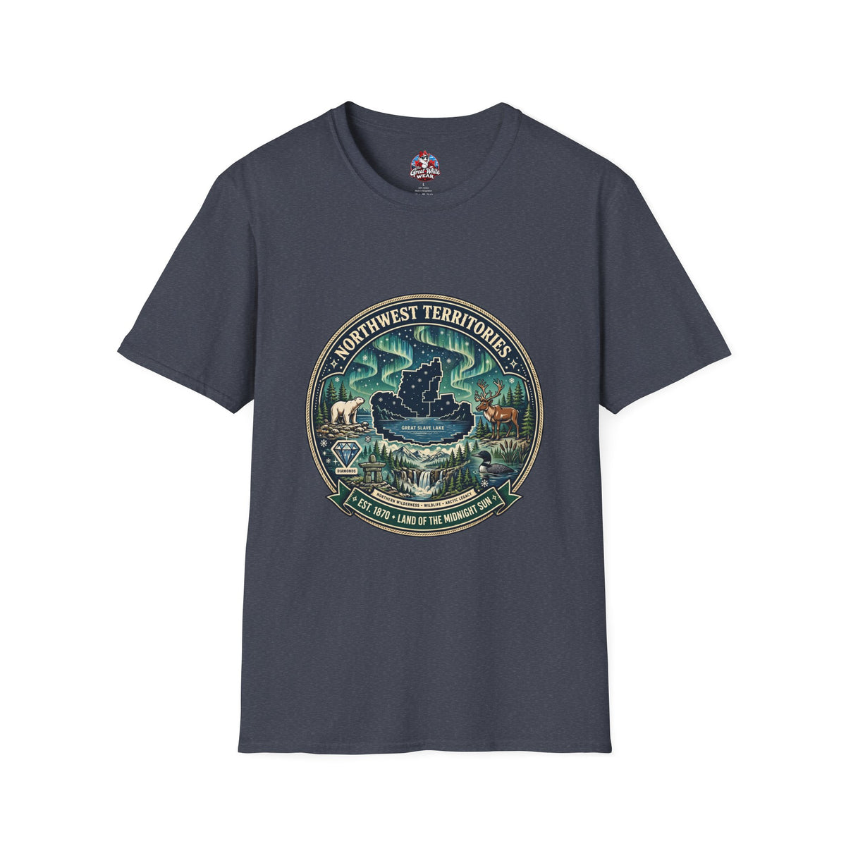 Northwest Territories Scenic T-Shirt — Aurora, Moose and Wilderness Badge