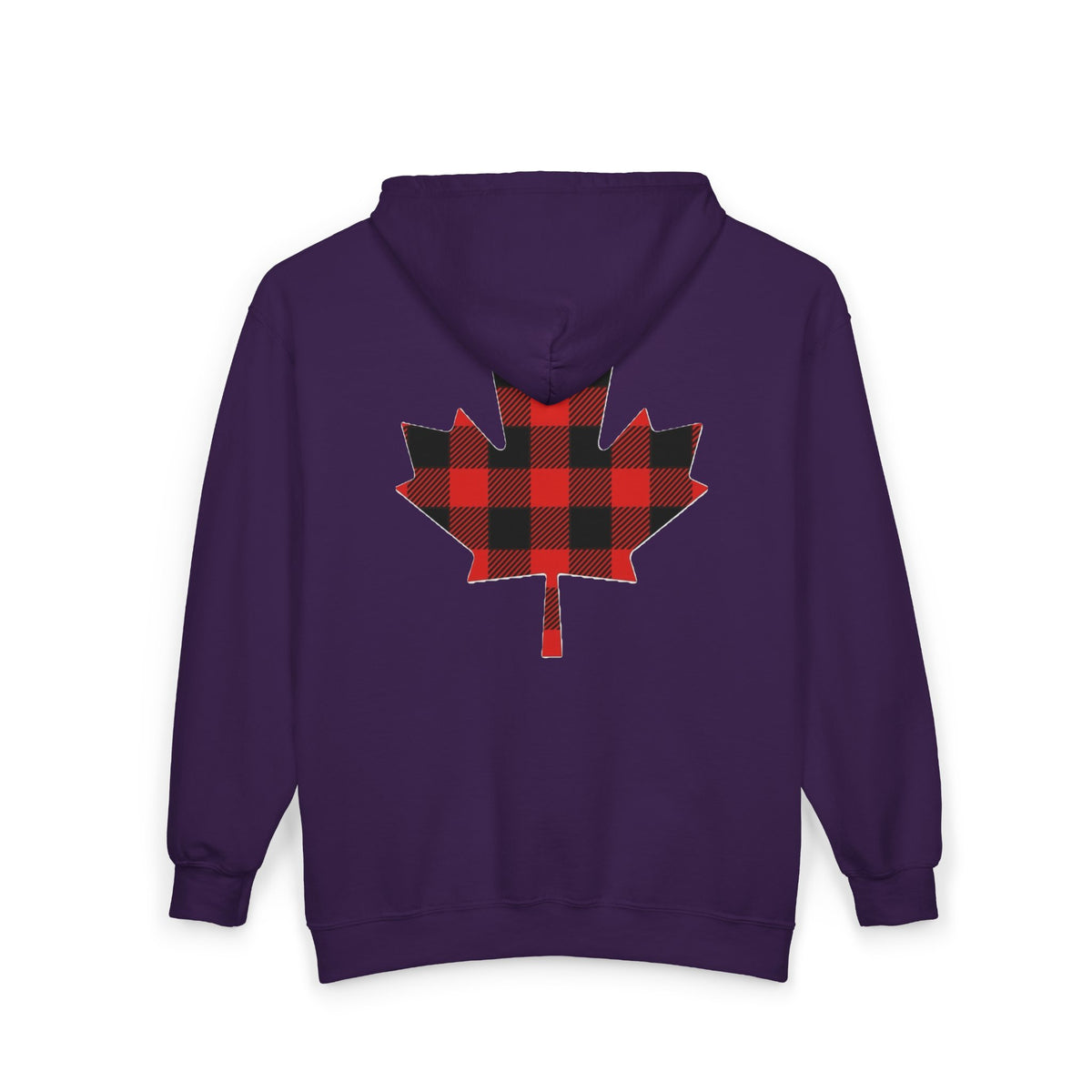 Plaid Maple Leaf Zip Hoodie — Canadian Lumberjack Back Graphic