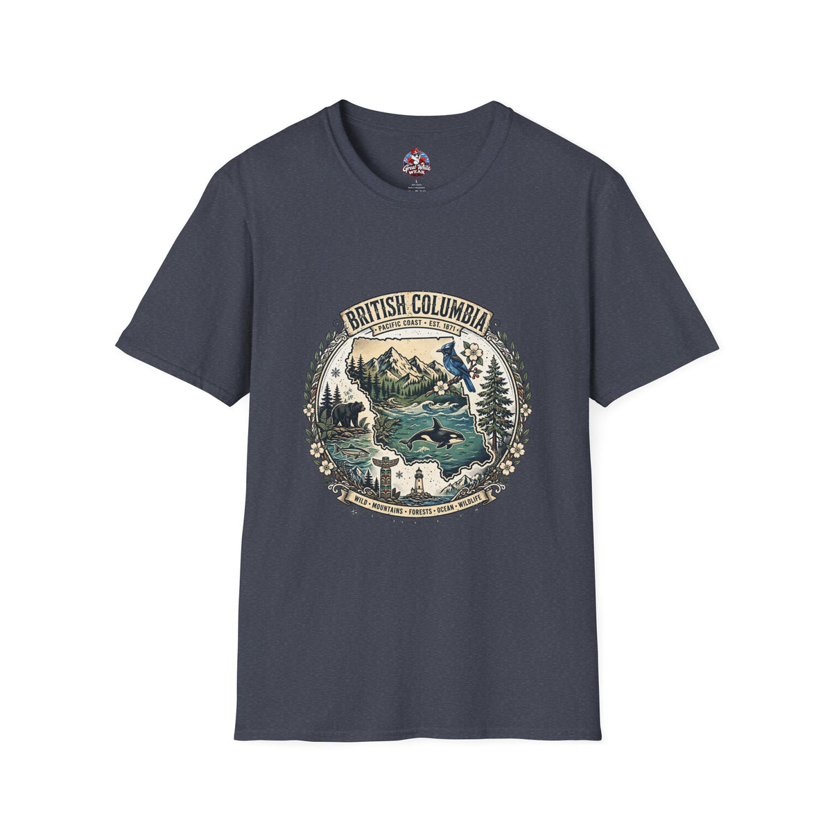 British Columbia Nature T-Shirt — Scenic Mountains and Orca Travel Tee
