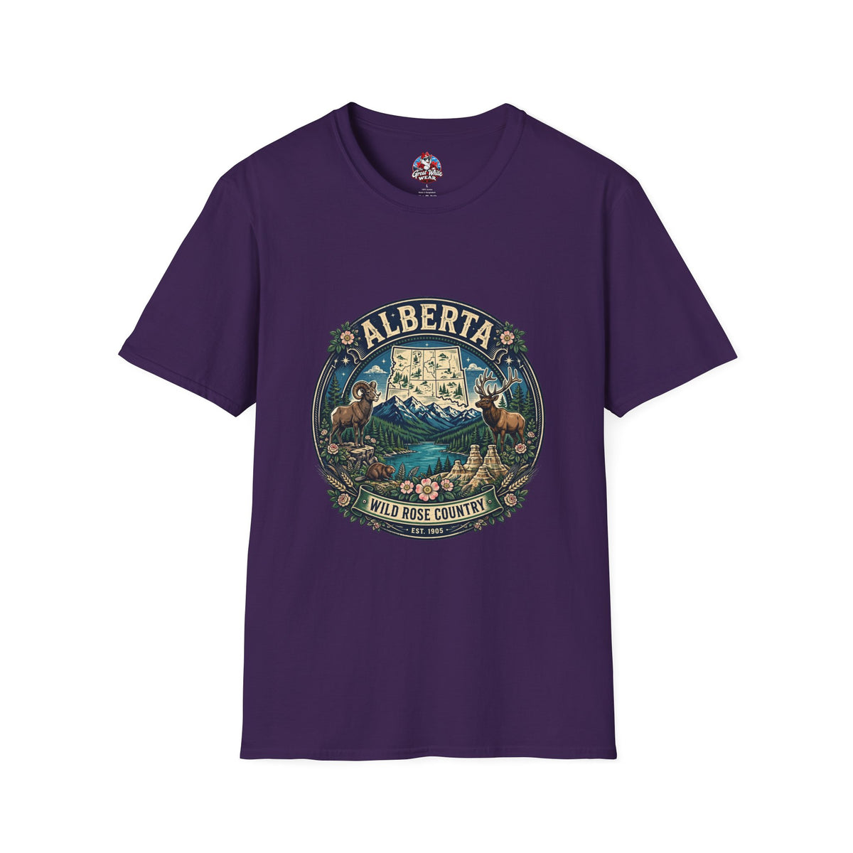 Alberta Vintage Nature T-Shirt — Wild Rose Country Scenic Tee
