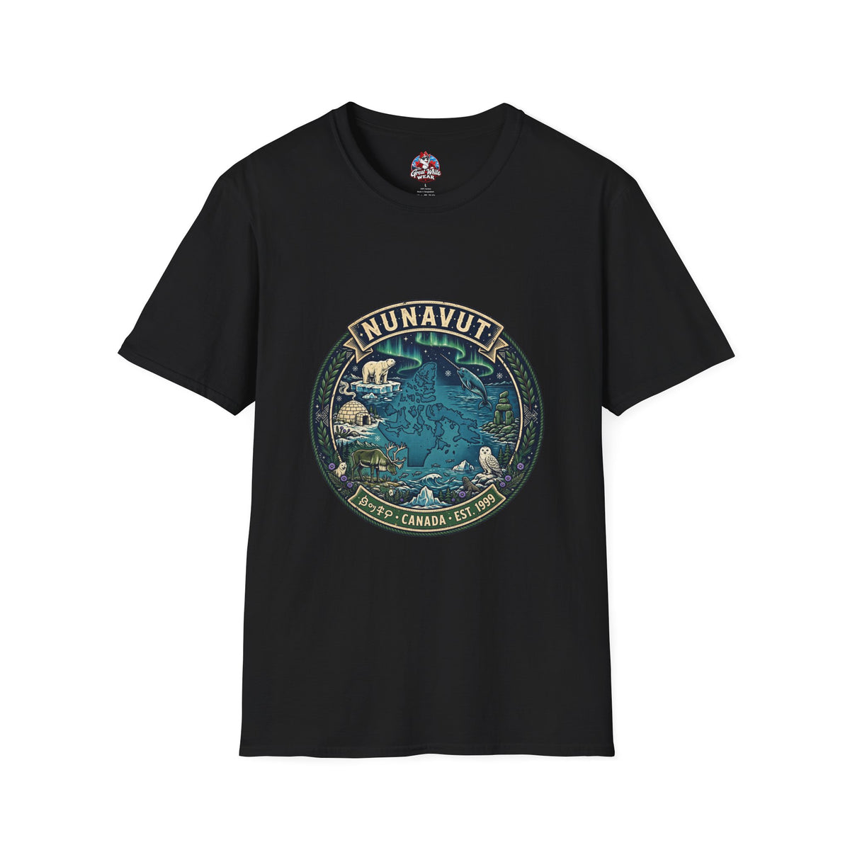 Nunavut Patch T-Shirt — Arctic Wildlife and Map Graphic Tee