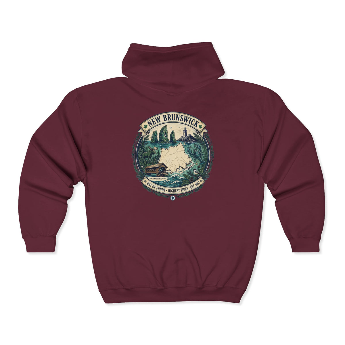 New Brunswick Vintage  Map Hoodie