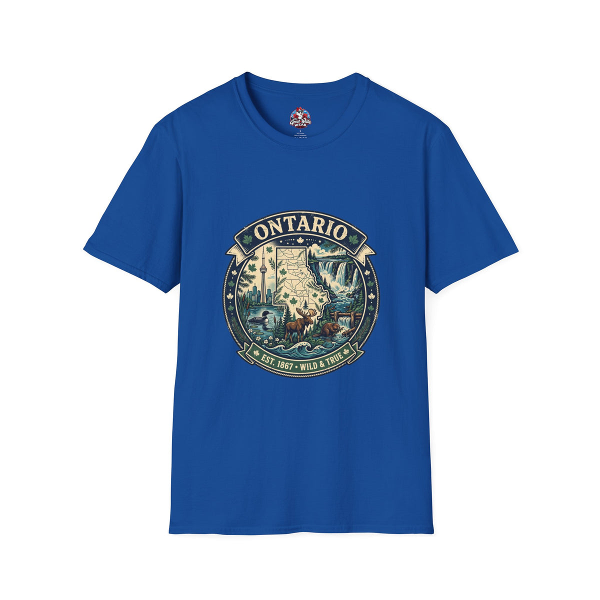 Ontario Vintage Adventure T-Shirt — Great Lakes Camping and Wildlife Design