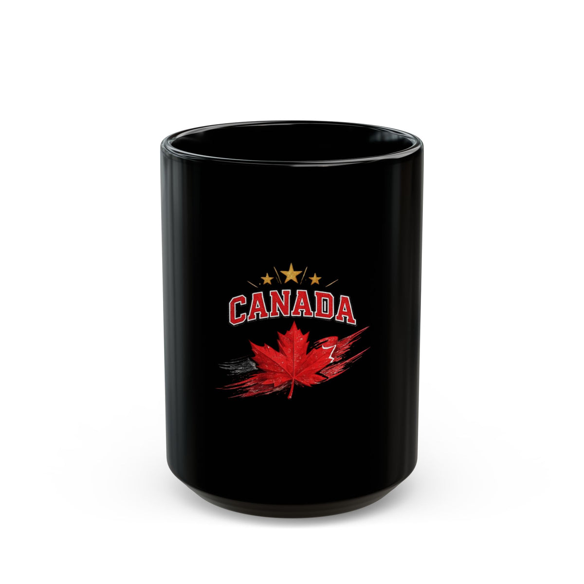 Canada Maple Leaf Black Mug — Vintage Red Leaf Coffee Cup (11oz/15oz)