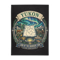 Yukon Northern Lights Plush Fleece Blanket — "Land of the Midnight Sun" Map Design