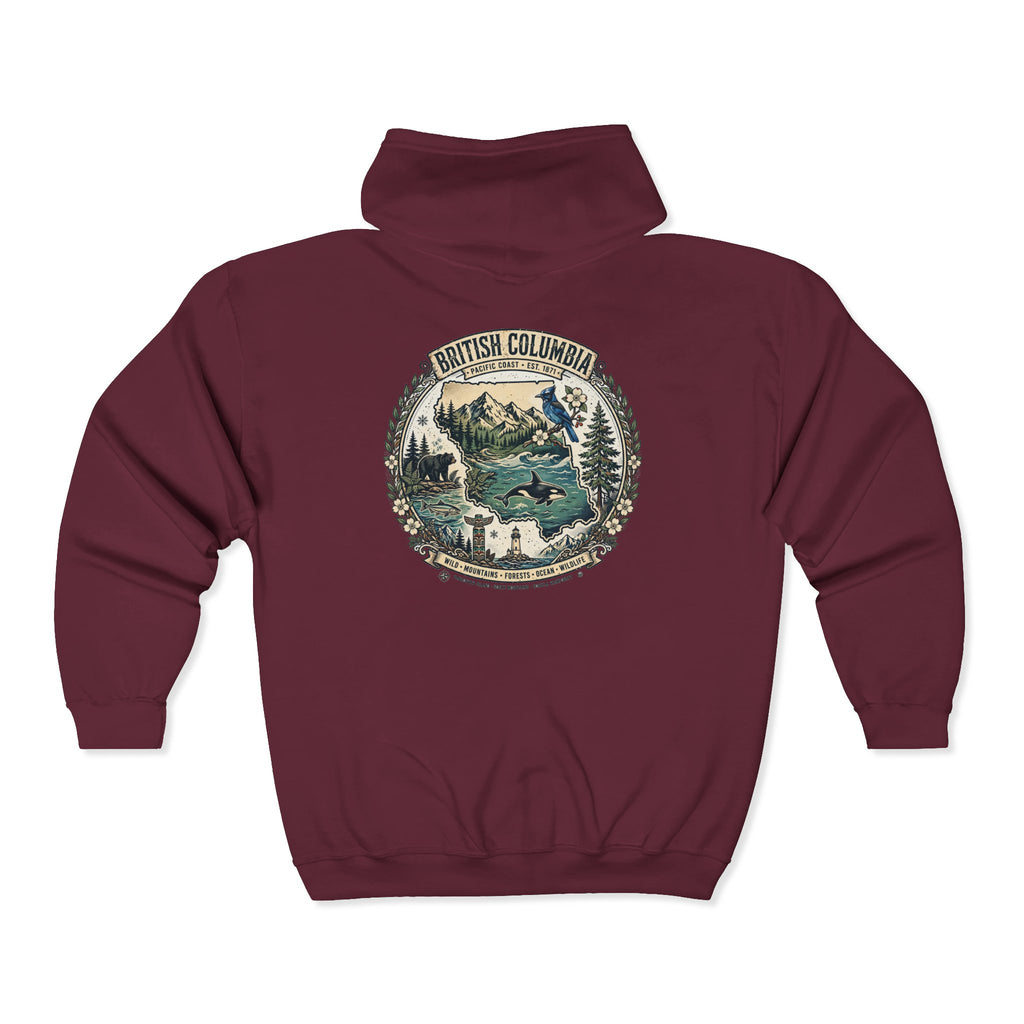 British Columbia Nature Hoodie — Scenic Mountains and Orca