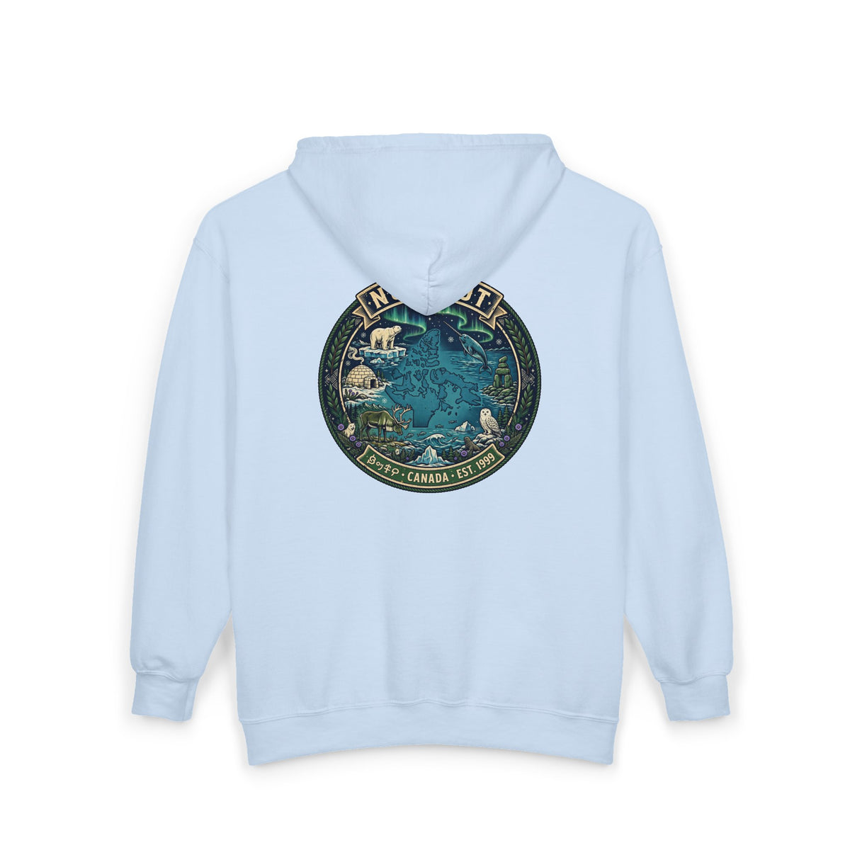 Nunavut Patch Hoodie — Arctic Wildlife and Map Graphic Hoodie