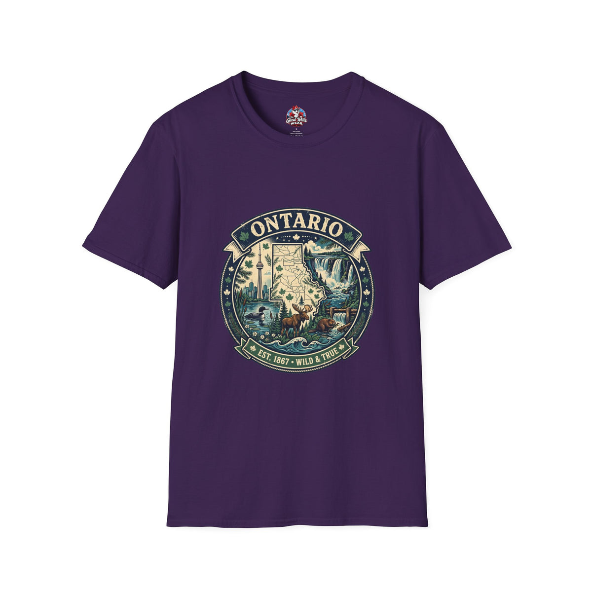 Ontario Vintage Adventure T-Shirt — Great Lakes Camping and Wildlife Design
