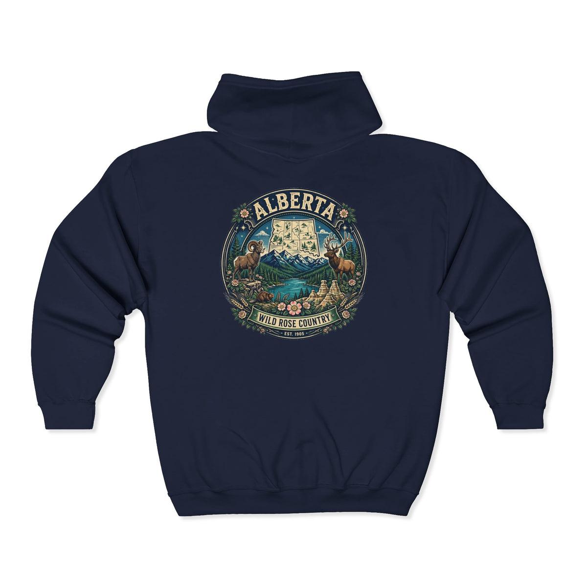 Alberta Vintage Nature Hoodie — Wild Rose Country