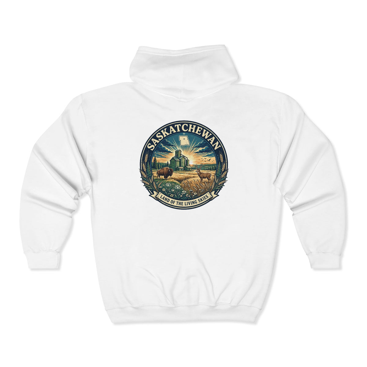Saskatchewan Vintage Shield Hoodie — Land of the Living Skies