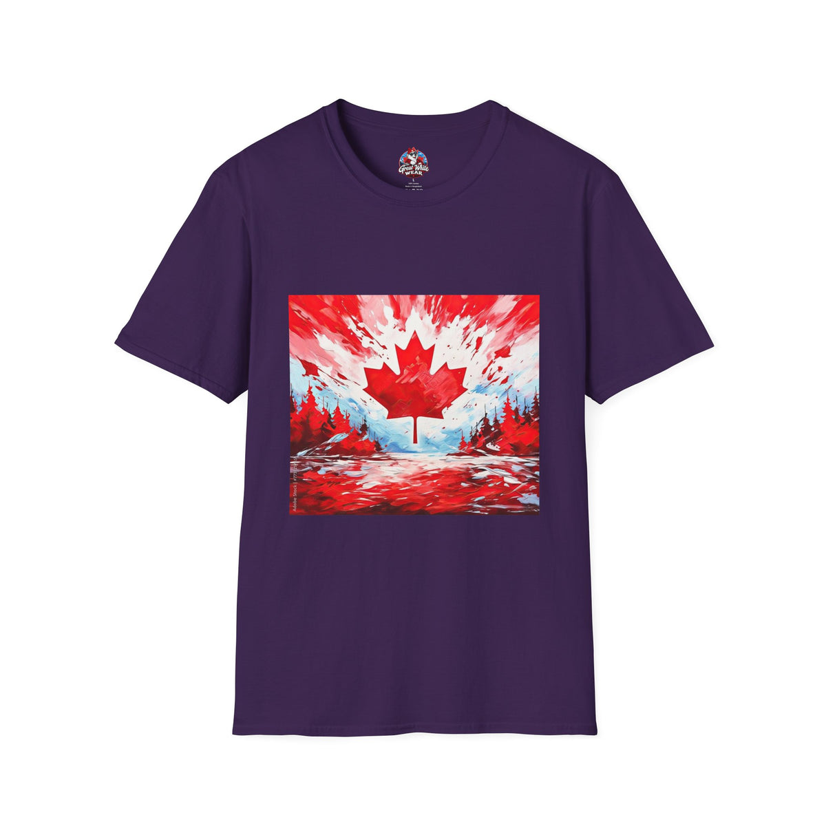 Womens Canadian Maple Leaf T-Shirt — Abstract Red & White Canada Flag Design