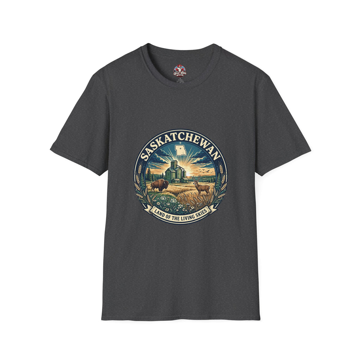 Saskatchewan Vintage Shield T-Shirt — Land of the Living Skies Graphic Tee