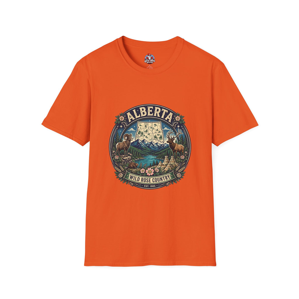 Alberta Vintage Nature T-Shirt — Wild Rose Country Scenic Tee