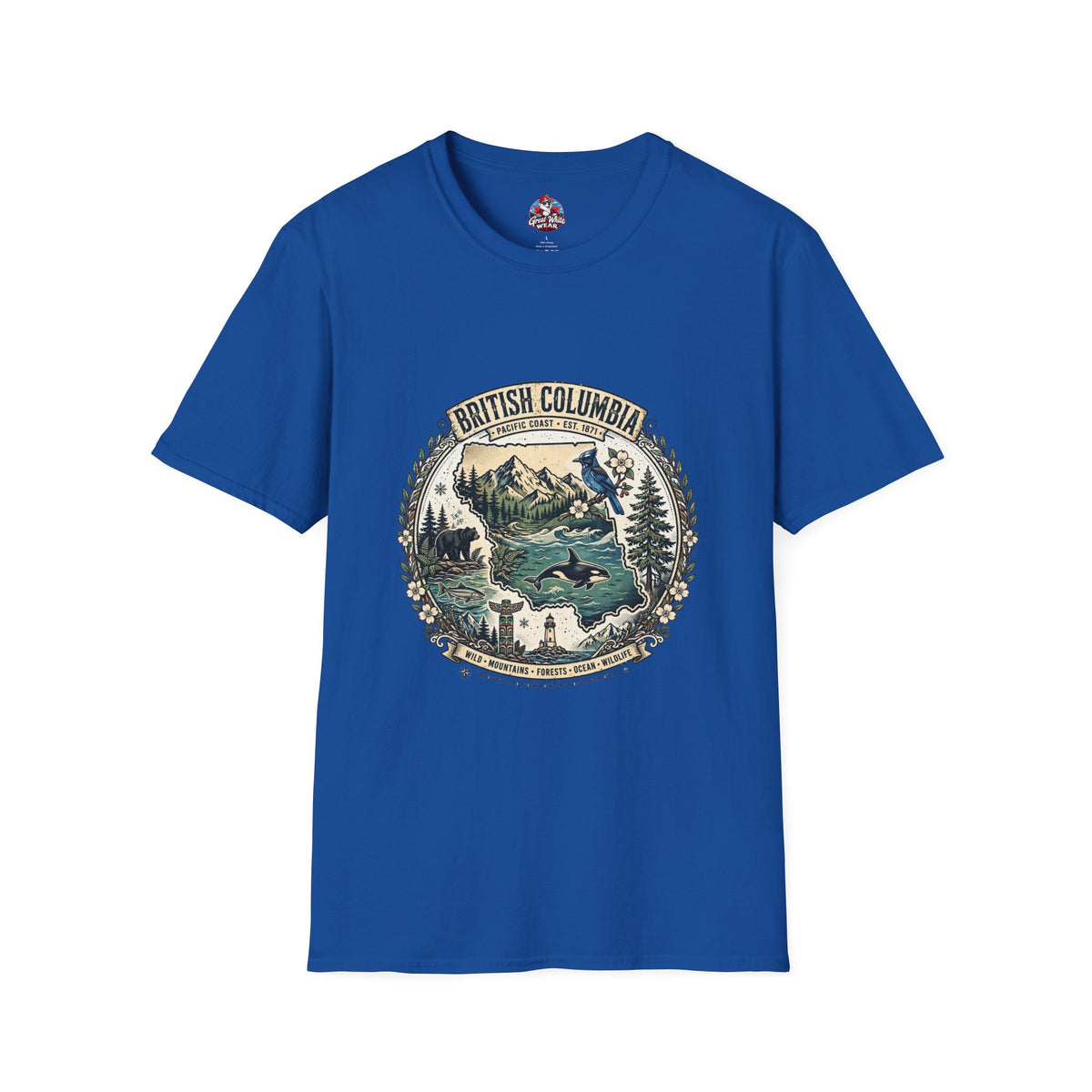 British Columbia Nature T-Shirt — Scenic Mountains and Orca Travel Tee