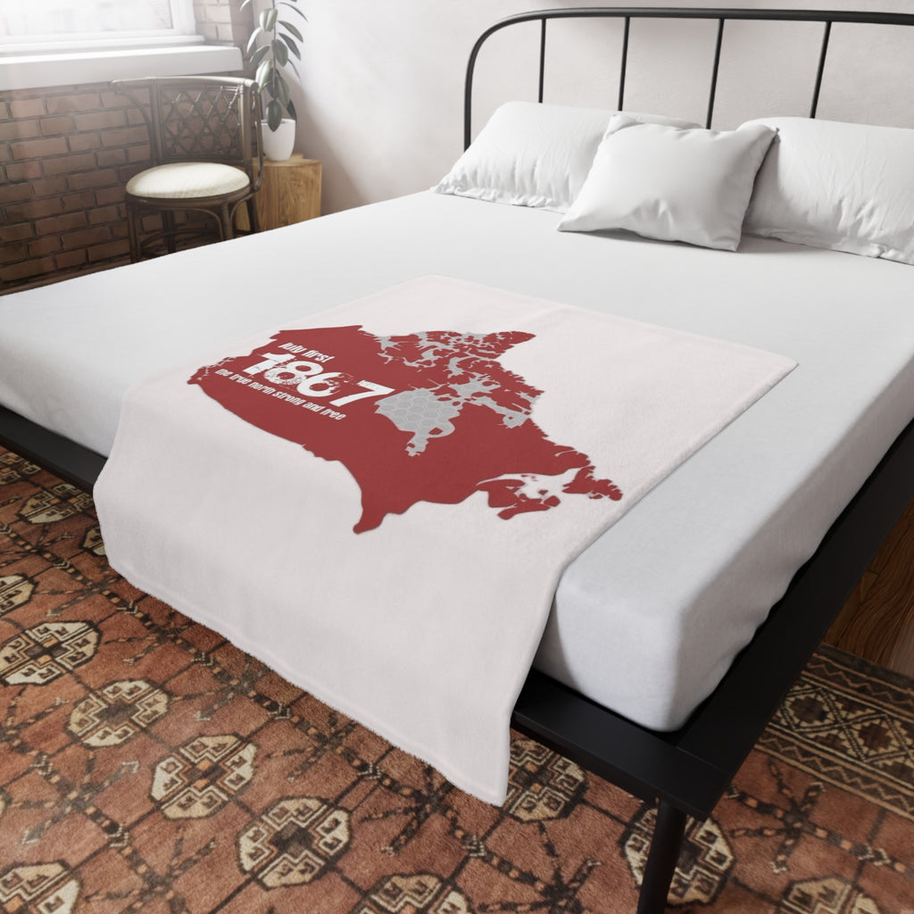 Canada Map Plush Fleece Blanket – 'July First 1867' Confederation Design