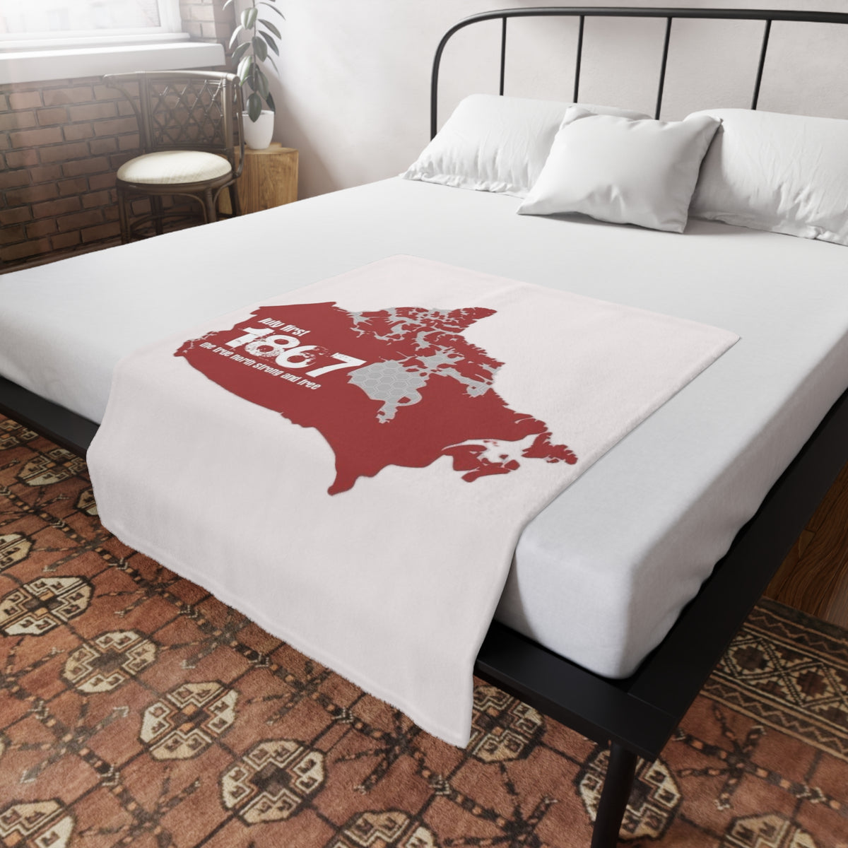 Canada Map Plush Fleece Blanket – 'July First 1867' Confederation Design