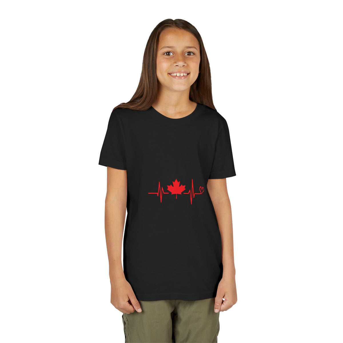 Youth Tee — Red Maple Leaf Heartbeat Canada T-Shirt
