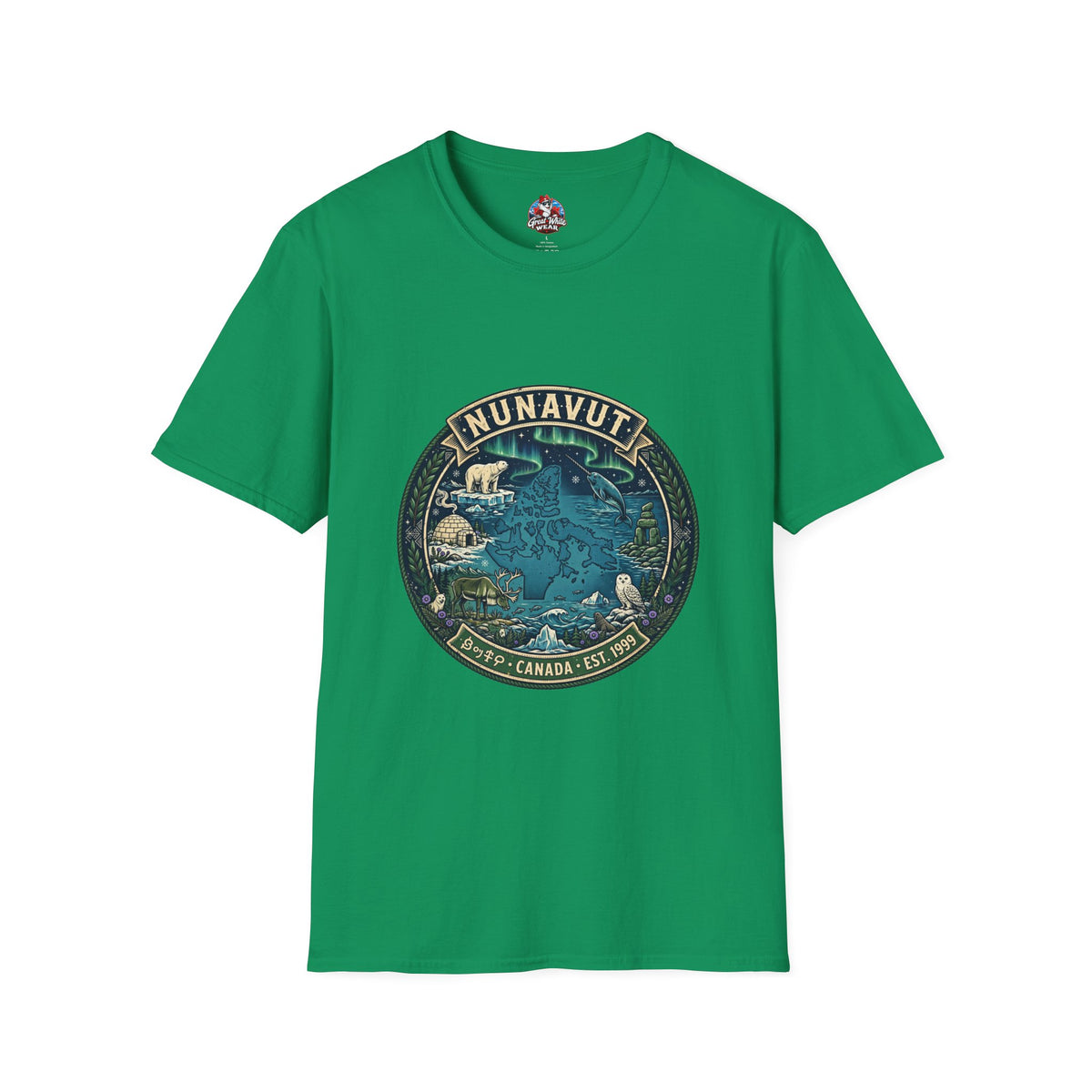 Nunavut Patch T-Shirt — Arctic Wildlife and Map Graphic Tee