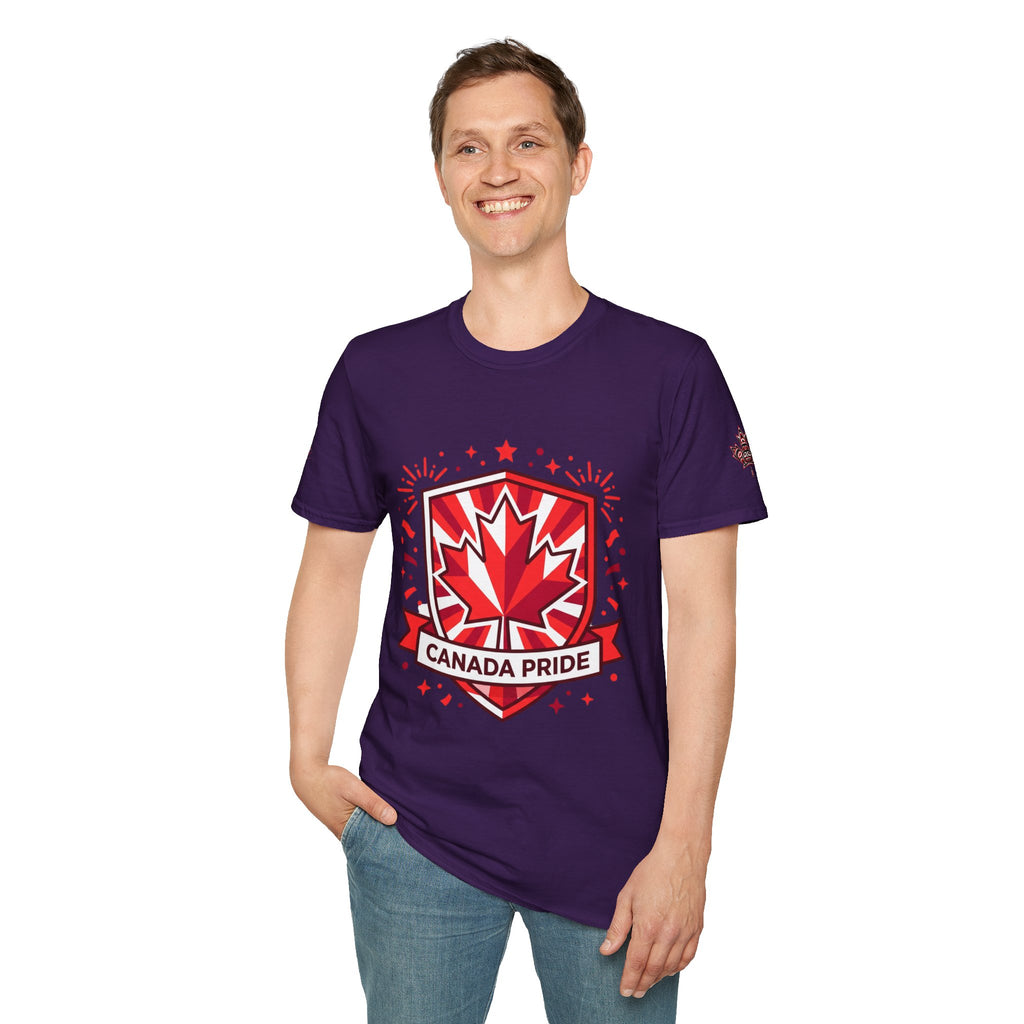 Mens Canada Pride T-Shirt — Red Maple Shield Design