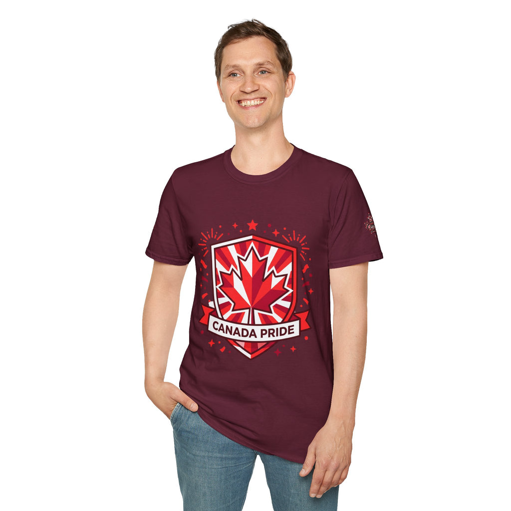 Mens Canada Pride T-Shirt — Red Maple Shield Design