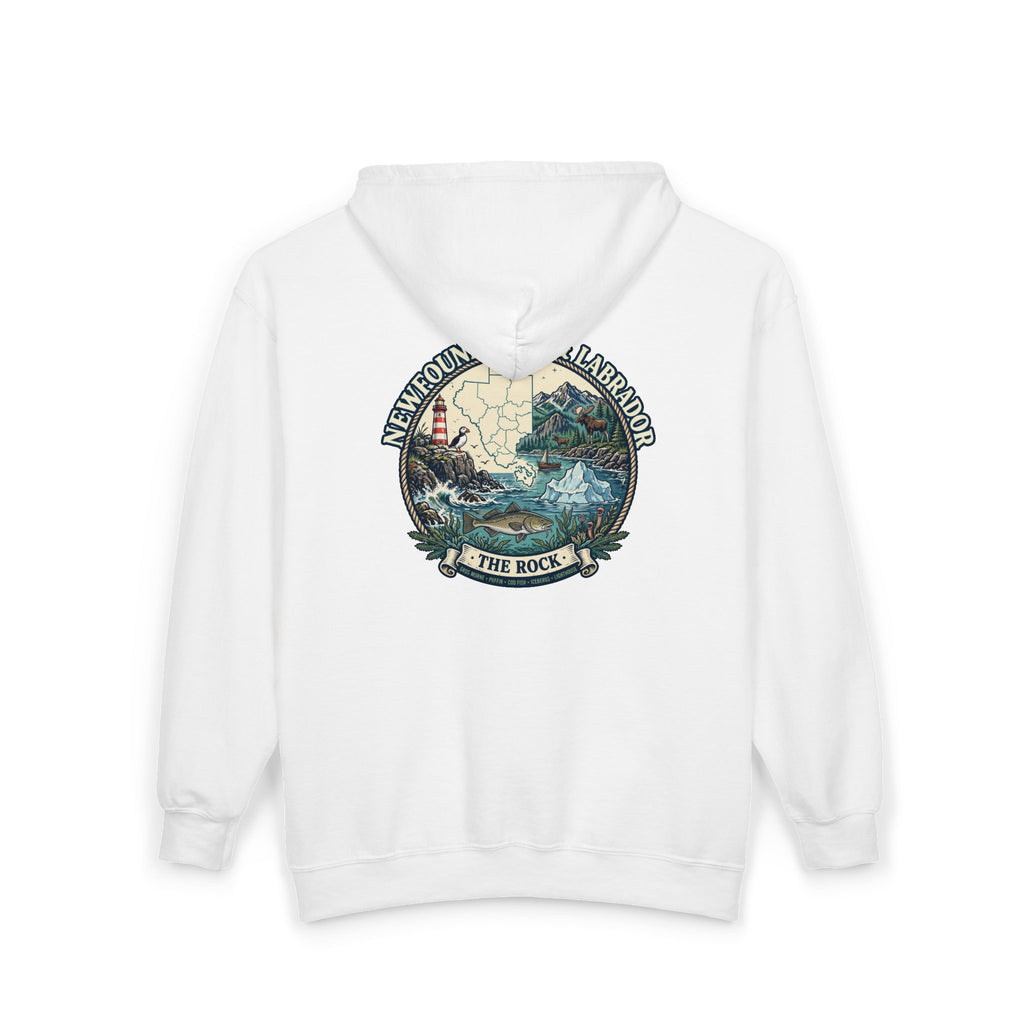Newfoundland and Labrador 'The Rock' Graphic Hoodie — Coastal Lighthouse Travel Hoodie