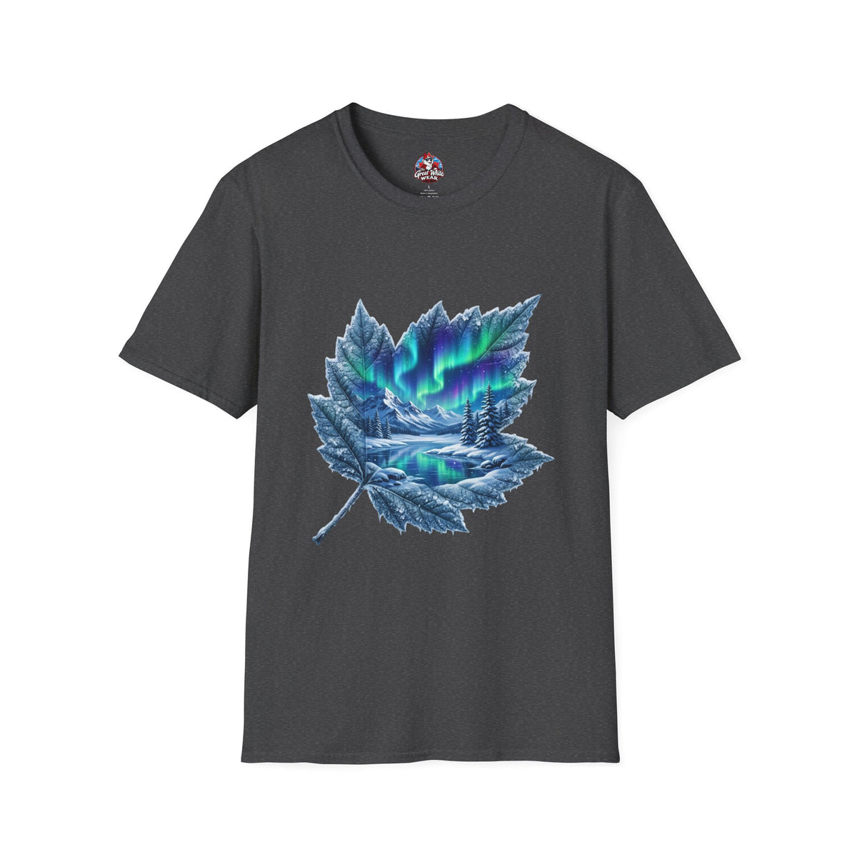 Womens Aurora Maple Leaf Tee — Northern Lights Nature T-Shirt