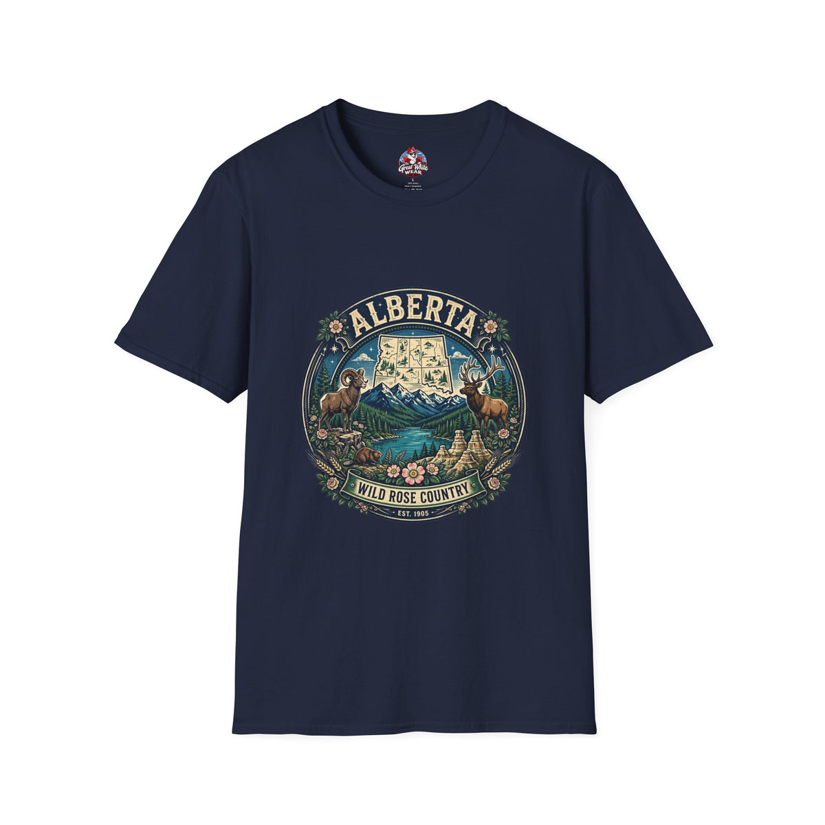Alberta Vintage Nature T-Shirt — Wild Rose Country Scenic Tee