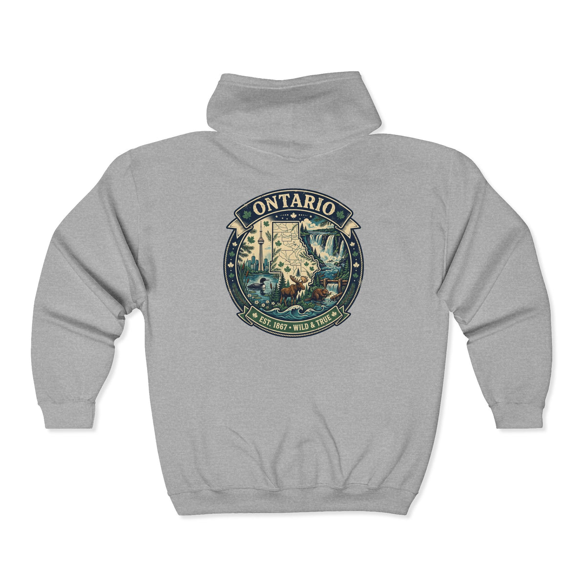 Ontario Vintage Adventure Hoodies — Great Lakes Camping and Wildlife Design