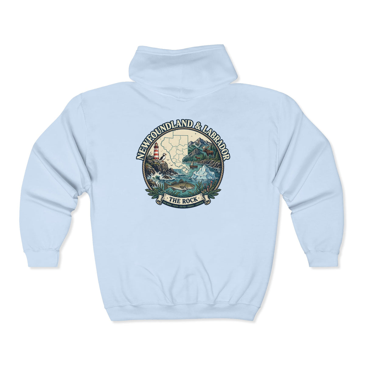 Newfoundland and Labrador 'The Rock' Graphic Hoodie — Coastal Lighthouse Travel Hoodie